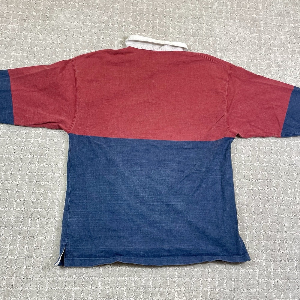 Vintage 90s Gap Long Sleeve Rugby Shirt Size XL Collard Red Navy Colorblock - Picture 3 of 6